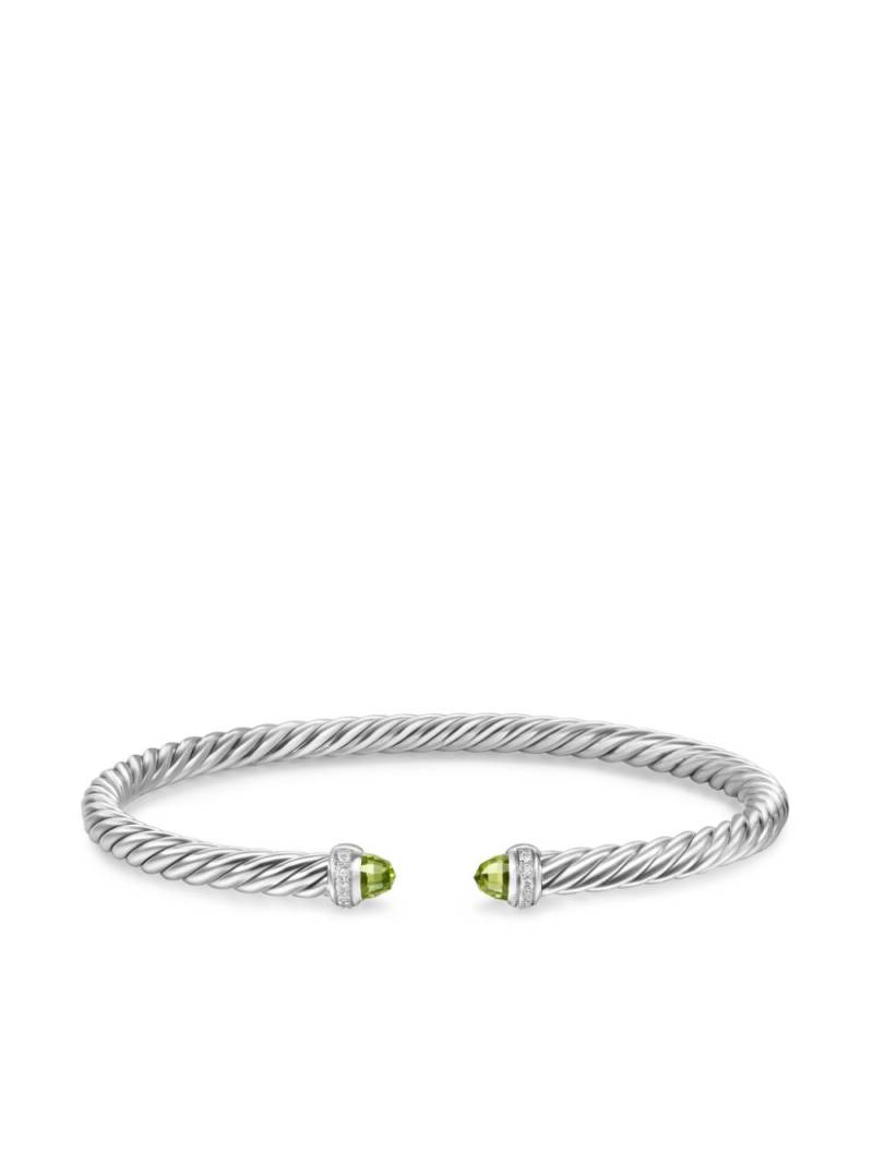 David Yurman sterling silver Cablespira peridot and diamonds bracelet von David Yurman