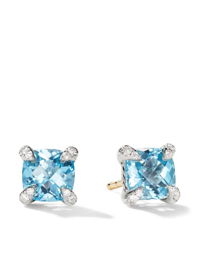 David Yurman sterling silver Petite Chatelaine topaz and diamond stud earrings - Blue von David Yurman