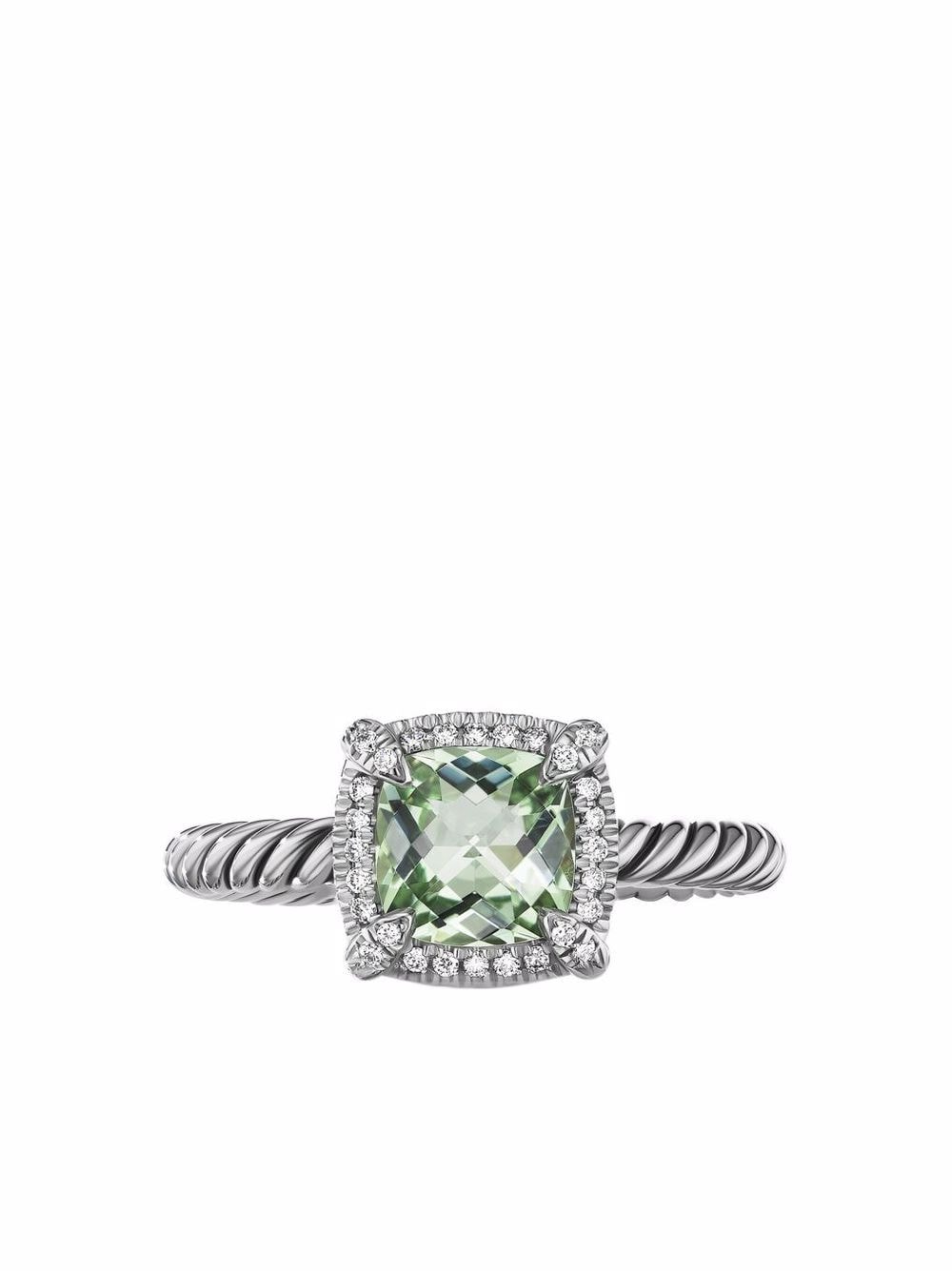 David Yurman sterling silver Petite Chatelaine prasiolite and diamond ring von David Yurman