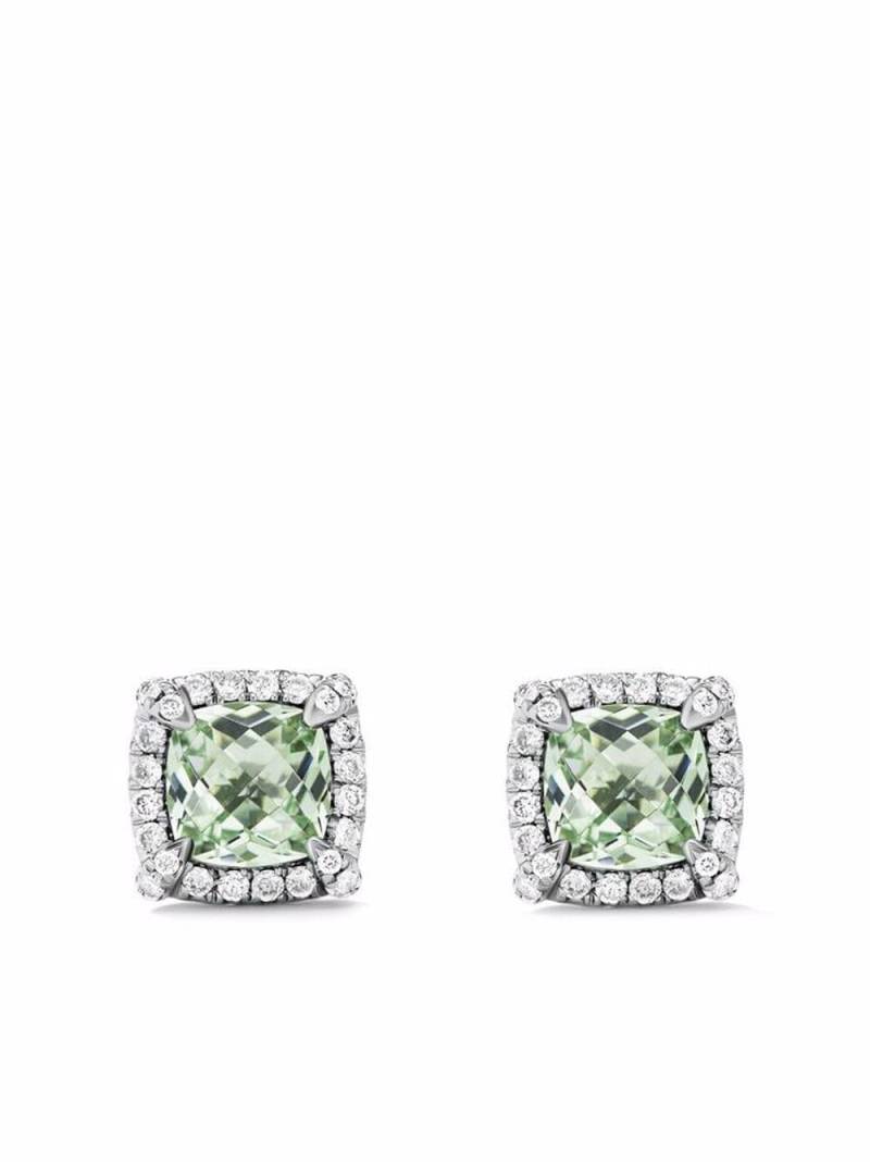 David Yurman sterling silver Petite Chatelaine prasiolite and diamond stud earrings von David Yurman