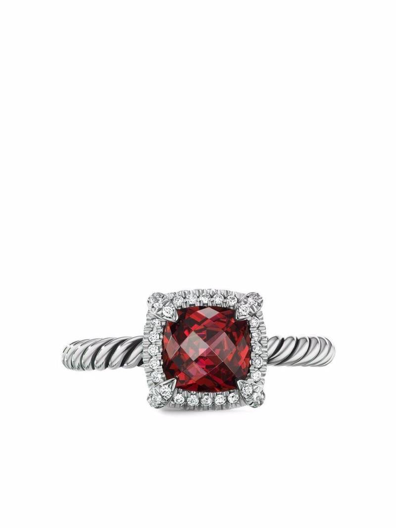 David Yurman sterling silver Petite Chatelaine rhodolite garnet and diamond ring von David Yurman