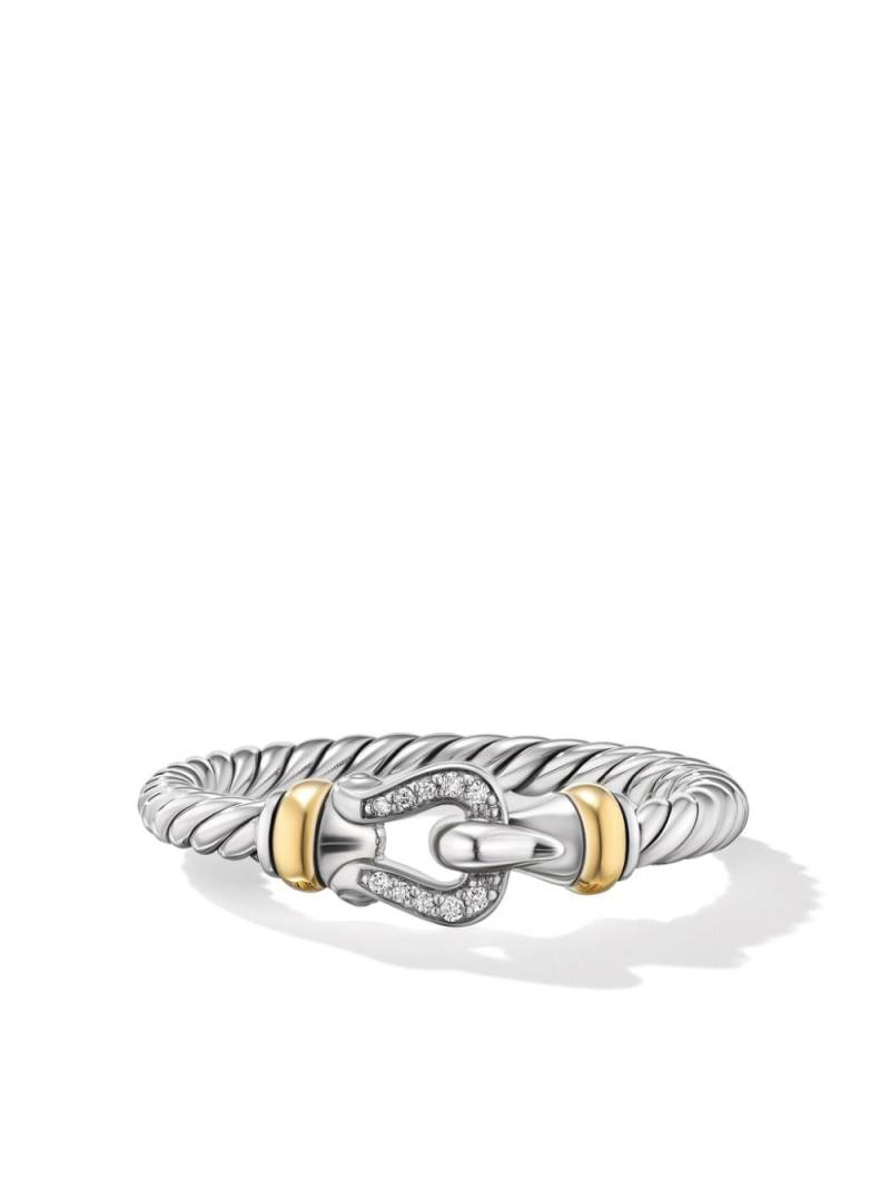 David Yurman sterling silver Petite Buckle diamond ring von David Yurman