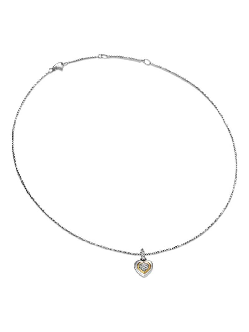 David Yurman sterling silver Petite Cable Heart diamond necklace von David Yurman