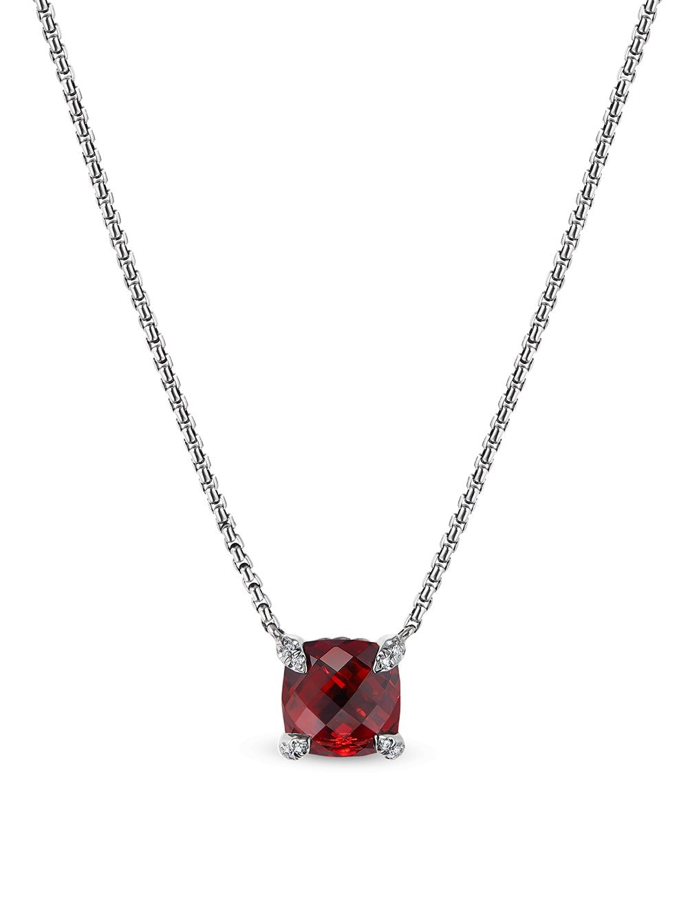 David Yurman sterling silver Petite Chatelaine rhodolite garnet and diamond necklace - Red von David Yurman