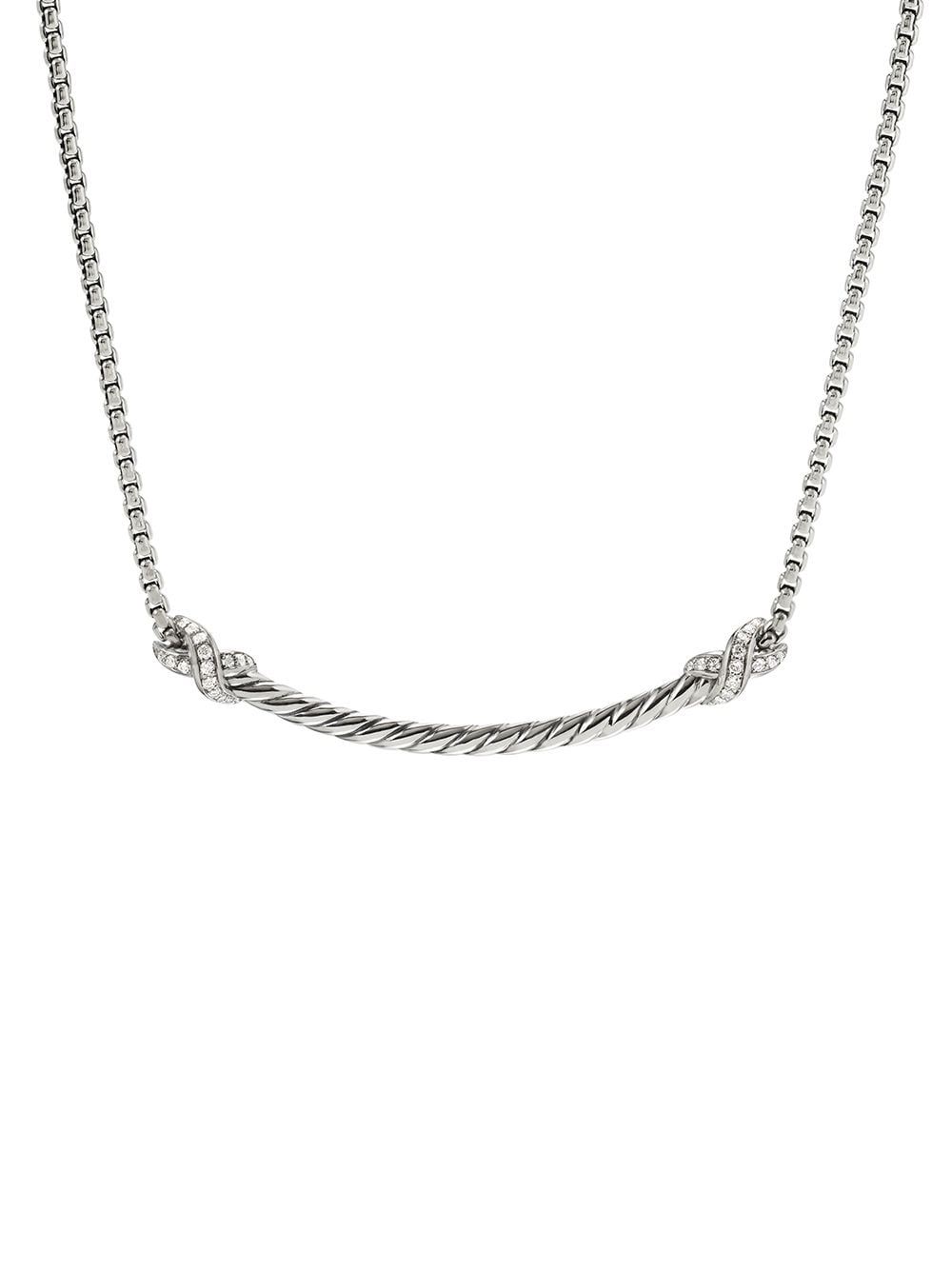 David Yurman sterling silver Petite X Bar Station diamond necklace von David Yurman