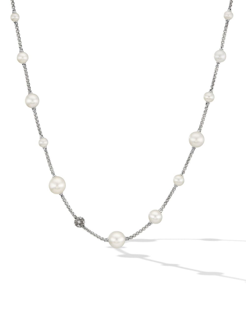 David Yurman sterling silver Station pearl and diamond necklace von David Yurman