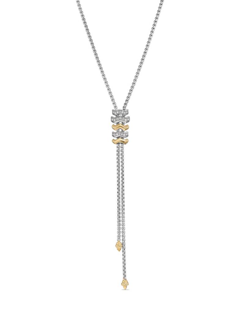 David Yurman sterling silver and 18kt yellow gold Stax diamond Y necklace von David Yurman