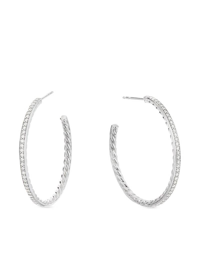 David Yurman sterling silver pavé diamond hoop earrings von David Yurman