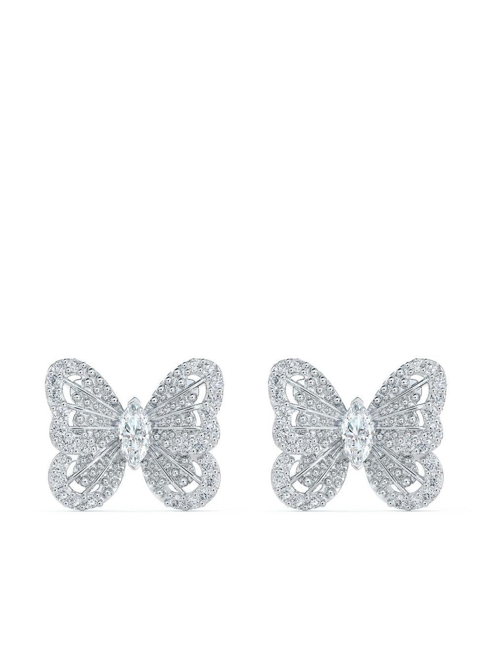 De Beers Jewellers 18kt white gold Portraits of Nature butterfly diamond stud earrings - Silver von De Beers Jewellers