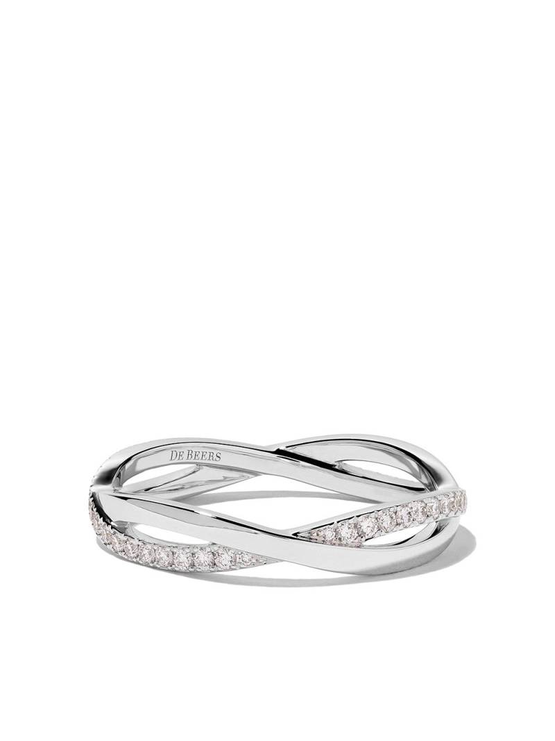 De Beers Jewellers 18kt white gold Infinity half pave diamond band - Silver von De Beers Jewellers