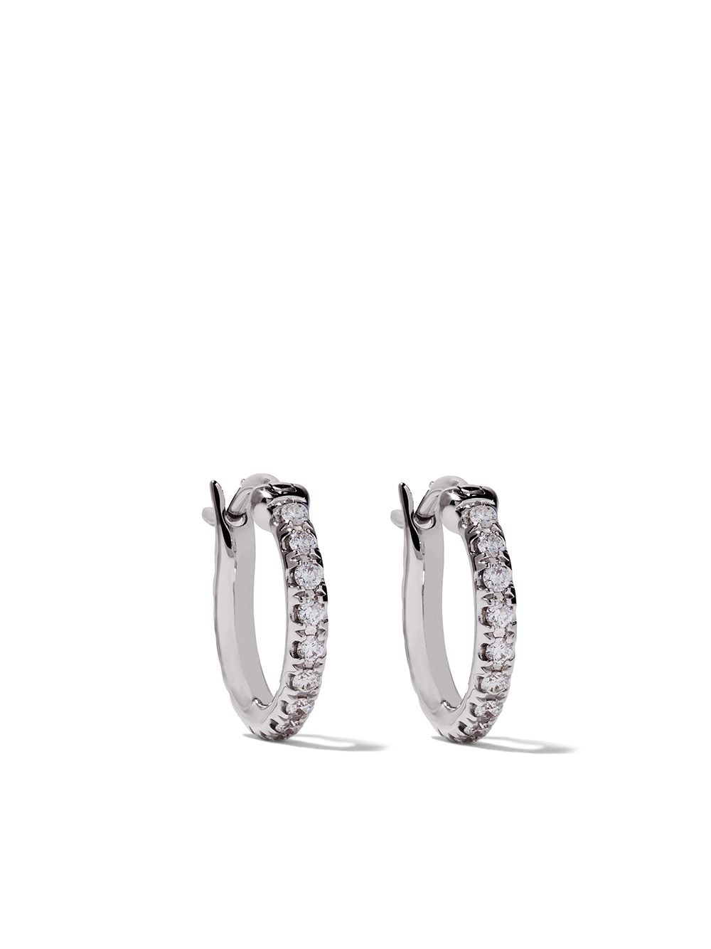 De Beers Jewellers 18kt white gold Micropavé small hoop diamond earrings - Silver von De Beers Jewellers