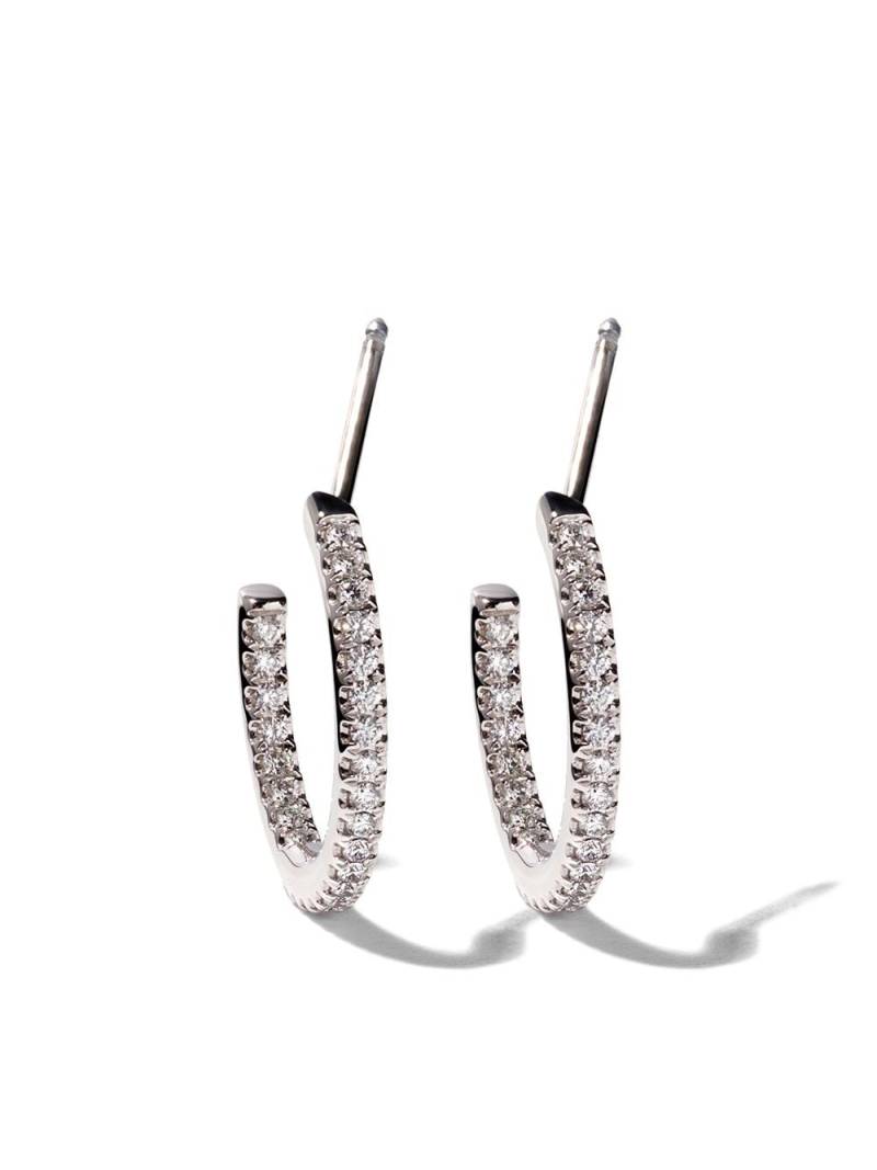 De Beers Jewellers 18kt white gold Micropavé hoop diamond earrings - Silver von De Beers Jewellers