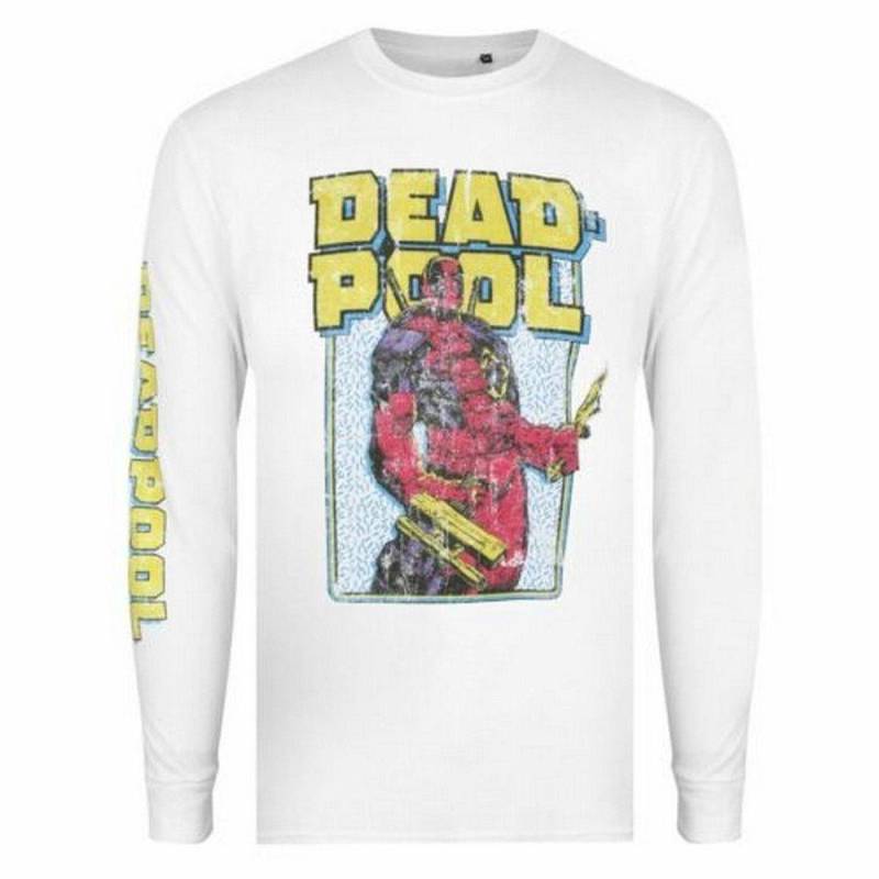 Deadpool - 90´s Arm TShirt Langärmlig, für Herren, Weiss, Größe S von Deadpool