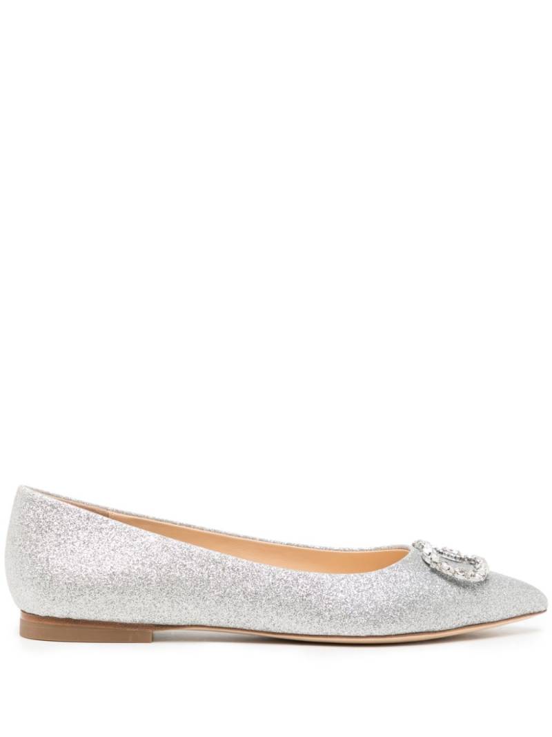 Dee Ocleppo Ballerina glitter-detail leather flats - Silver von Dee Ocleppo