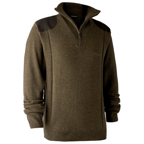 Deerhunter - Sheffield Knit with Zip Neck - Wollpullover Gr 3XL braun von Deerhunter