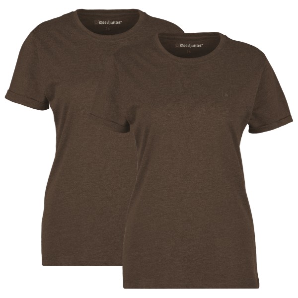 Deerhunter - Women's Basic T-Shirt 2-Pack - T-Shirt Gr 40 braun von Deerhunter