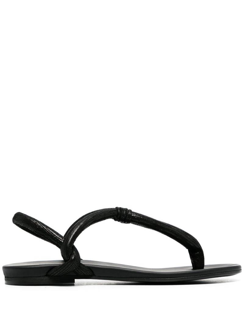 Del Carlo leather thong strap flip-flops - Black von Del Carlo