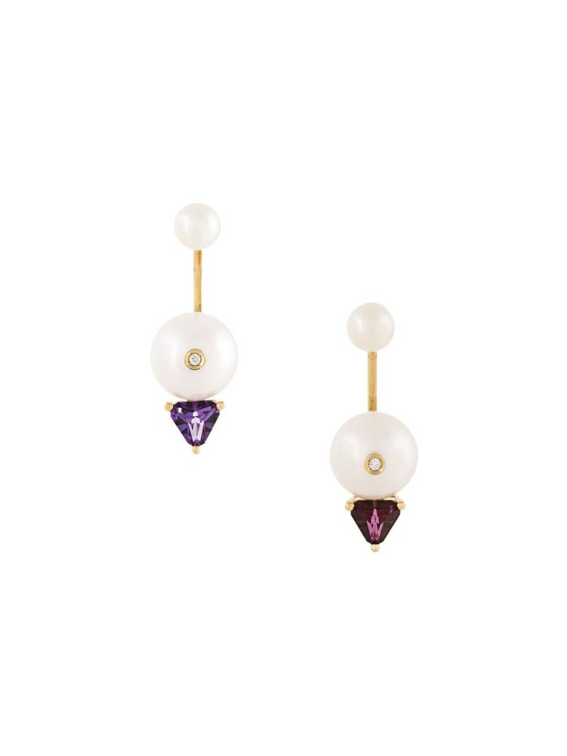 Delfina Delettrez 18kt gold Trillion diamond, pearl and topaz earrings - White von Delfina Delettrez