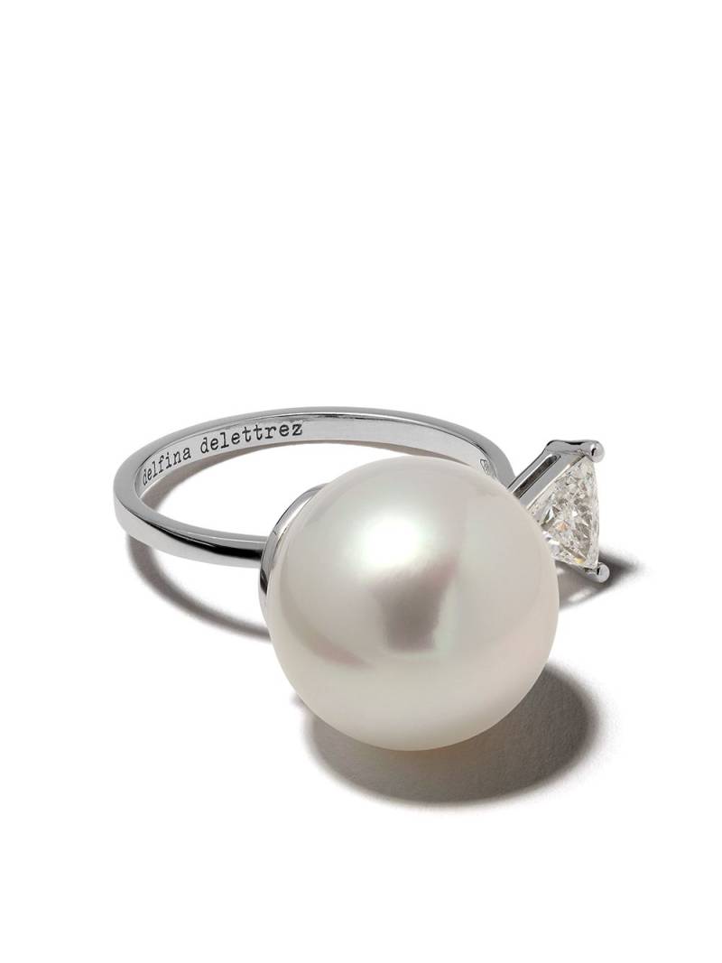 Delfina Delettrez 18kt white gold Pearl & Triangle diamond Ring - Silver von Delfina Delettrez