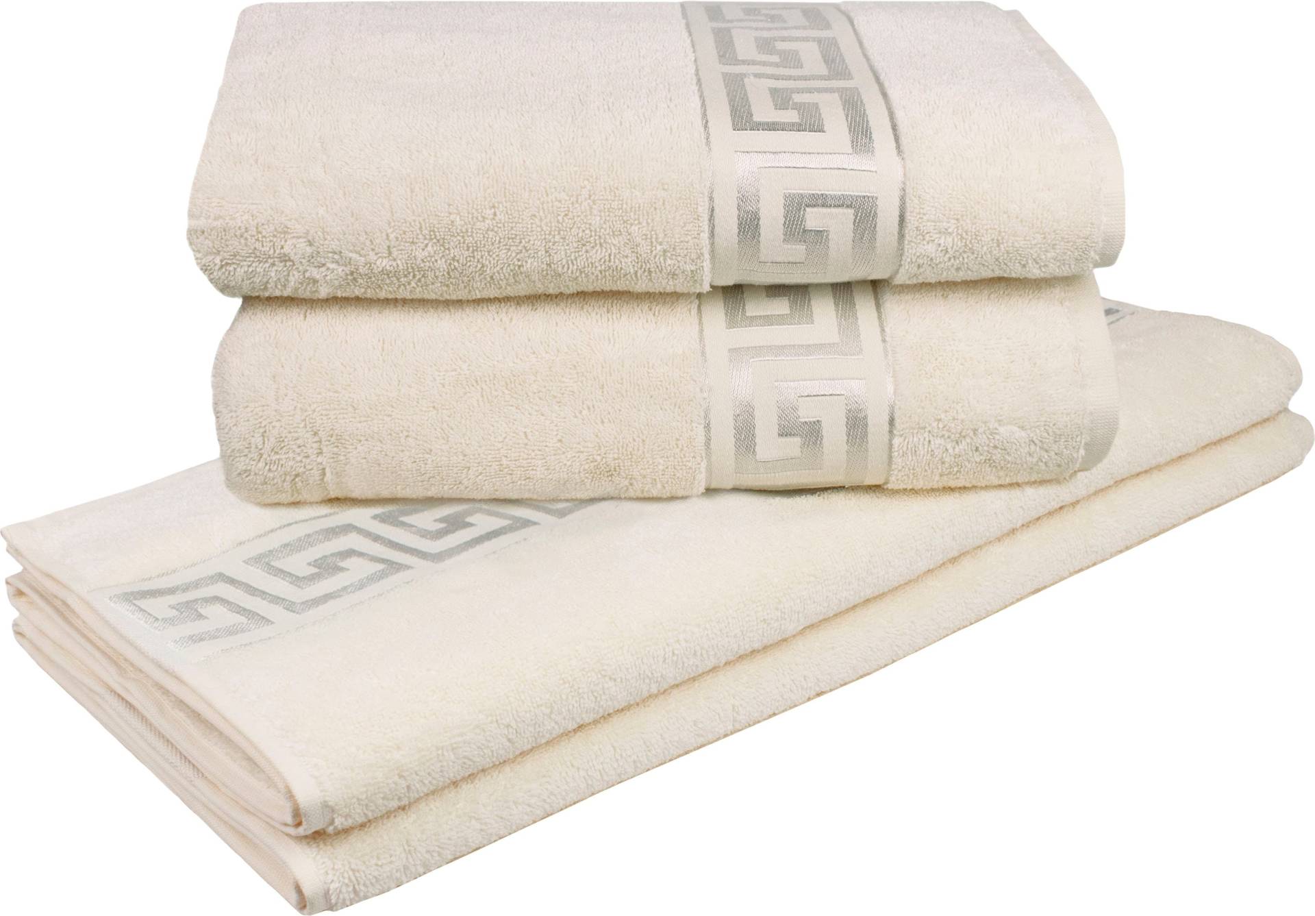 Delindo Lifestyle Handtuch Set »Rhodos«, (Set, 4 St., 2 Badetücher (70x140 cm)-2 Handtücher (50x100 cm), mit Bordüre von Delindo Lifestyle