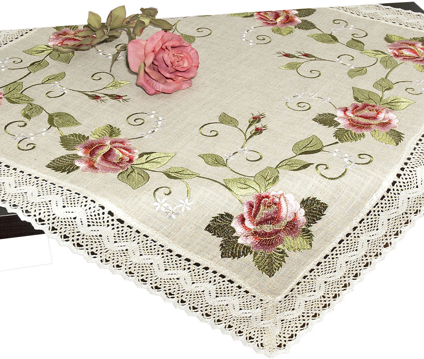 Delindo Lifestyle Mitteldecke »Elegante Rosen«, Strukturiertes Gewebe, bestickt von Delindo Lifestyle