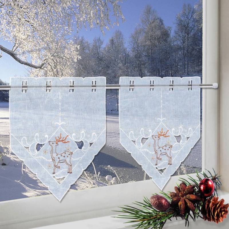 Delindo Lifestyle Scheibengardine »Winterreh«, (2 St.), HxB: 40x35 von Delindo Lifestyle