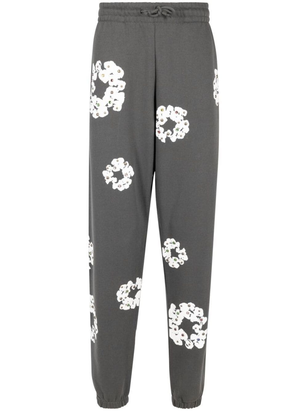 Denim Tears Rhinestone Cotton Wreath-print track pants - Grey von Denim Tears