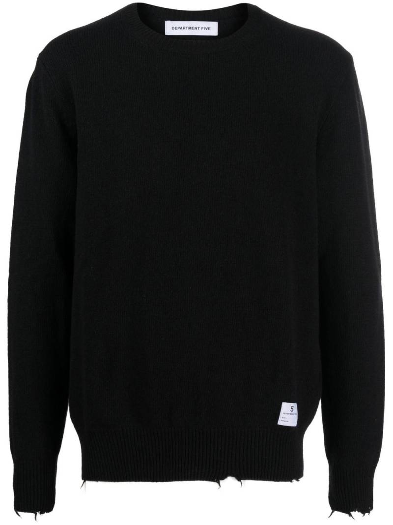 Department 5 distressed-hem crew-neck jumper - Black von Department 5