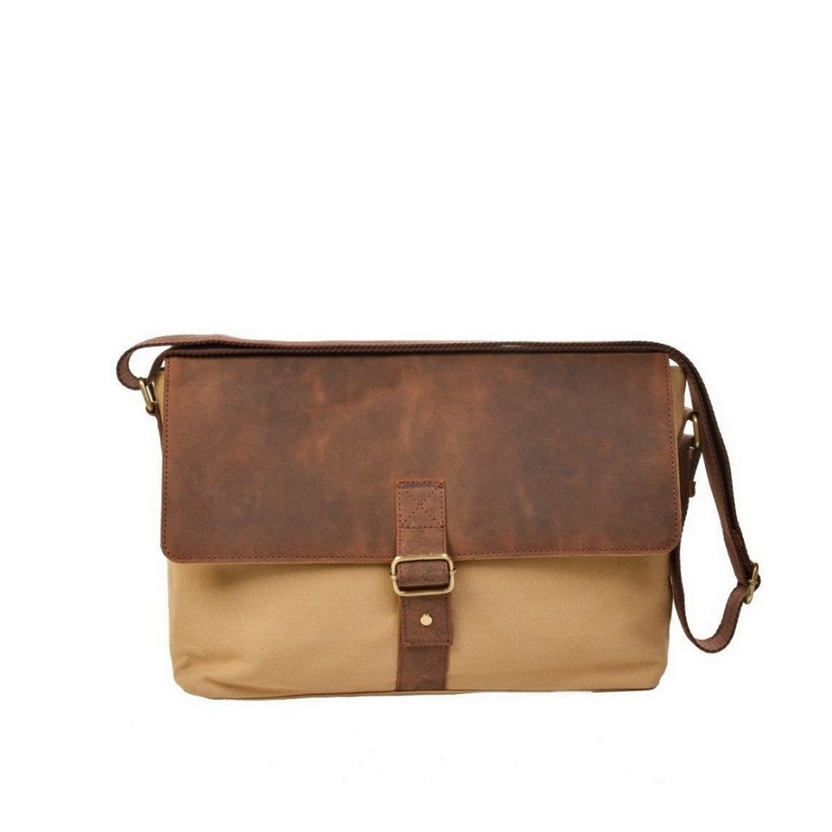 Aktenmappe M mit Überschlag aus Canvas/Leder in Beige/Braun Aktenmappe M mit Überschlag aus Canvas/Leder in Beige/Braun von Dermata Lederwaren