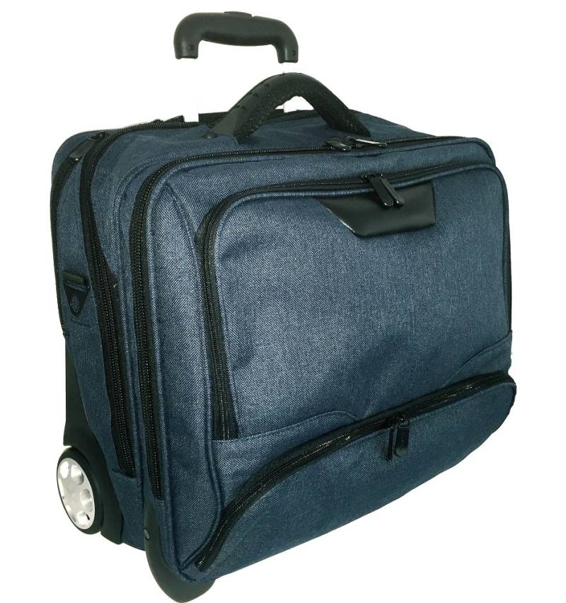 Business Trolley Office Case aus Canvas 44,5 cm in petrol von Dermata Lederwaren