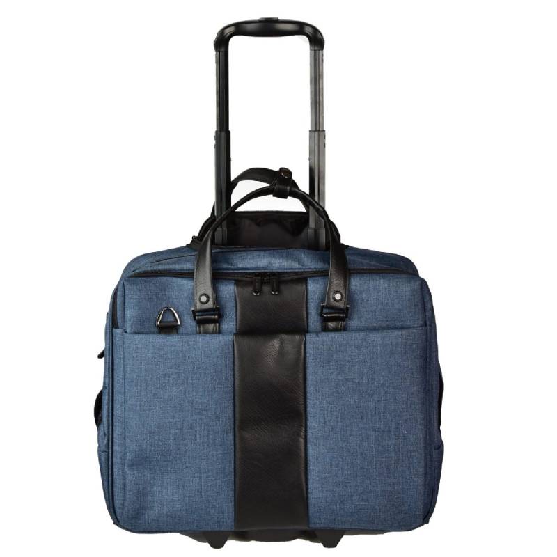 Business Trolley "Office Case" aus Canvas in Blau von Dermata Lederwaren