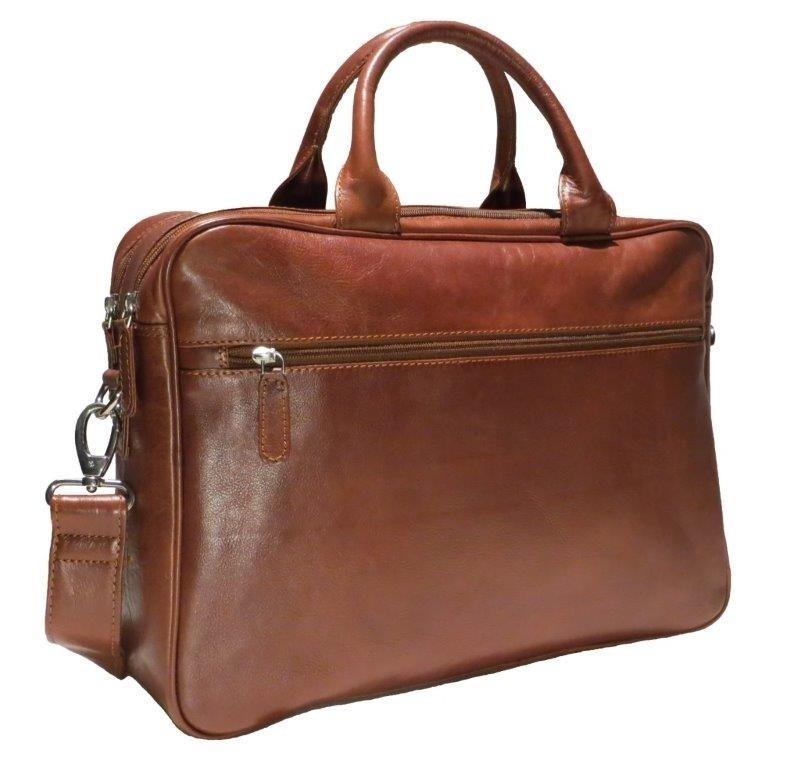 Aktenmappe / Laptop-tasche Aus Vollrindleder Cognac Damen Multicolor ONE SIZE von Dermata Lederwaren