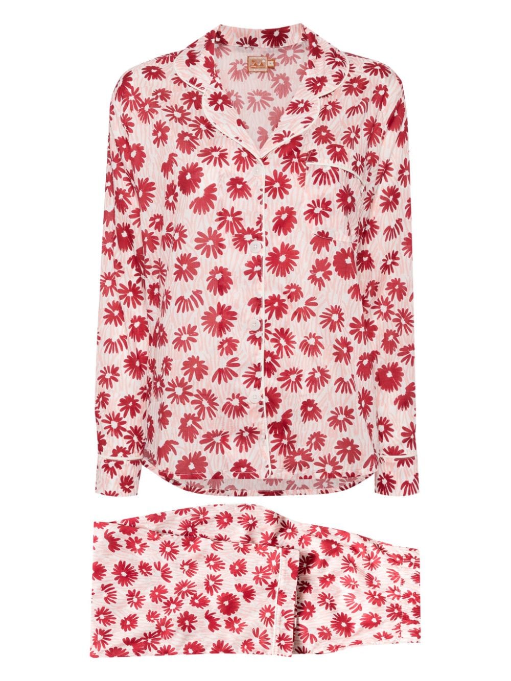 Desmond & Dempsey Chamomile-print cotton long shirt pyjama set - White von Desmond & Dempsey