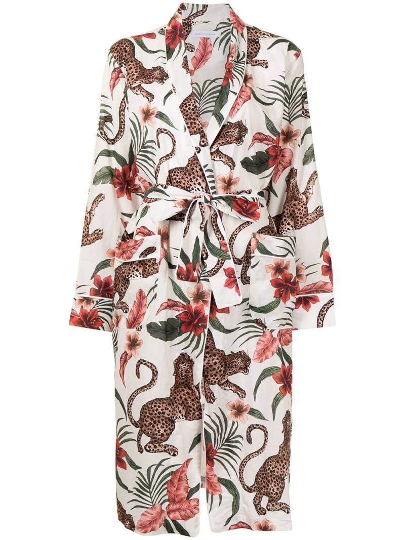 Desmond & Dempsey Soleia botanical-print robe - White von Desmond & Dempsey