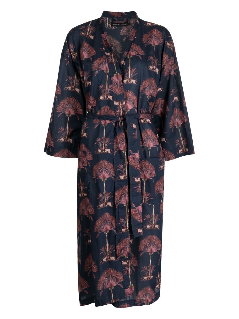 Desmond & Dempsey graphic-print cotton robe - Blue von Desmond & Dempsey