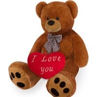 Plüschtier Teddybär Braun 175cm mit Herzkissen 32cm von monzana®