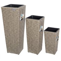 Polyrattan Blumentopf 3er-Set Creme von Casaria®