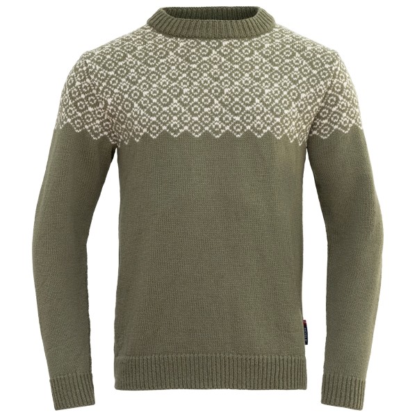 Devold - Bjørnøya Sweater Crew Neck - Wollpullover Gr L oliv von Devold