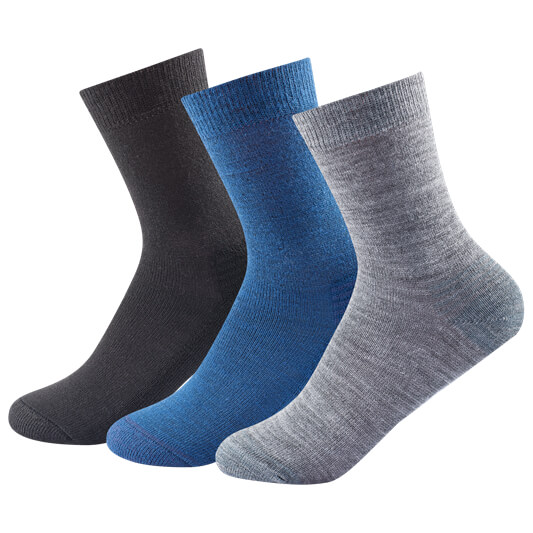 Devold - Daily Medium Kid Sock 3-Pack - Merinosocken Gr 25-27;28-30;31-34 grau/blau von Devold