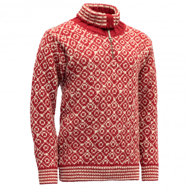 Devold - Svalbard Sweater Zip-Neck - Wollpullover Gr L rot von Devold