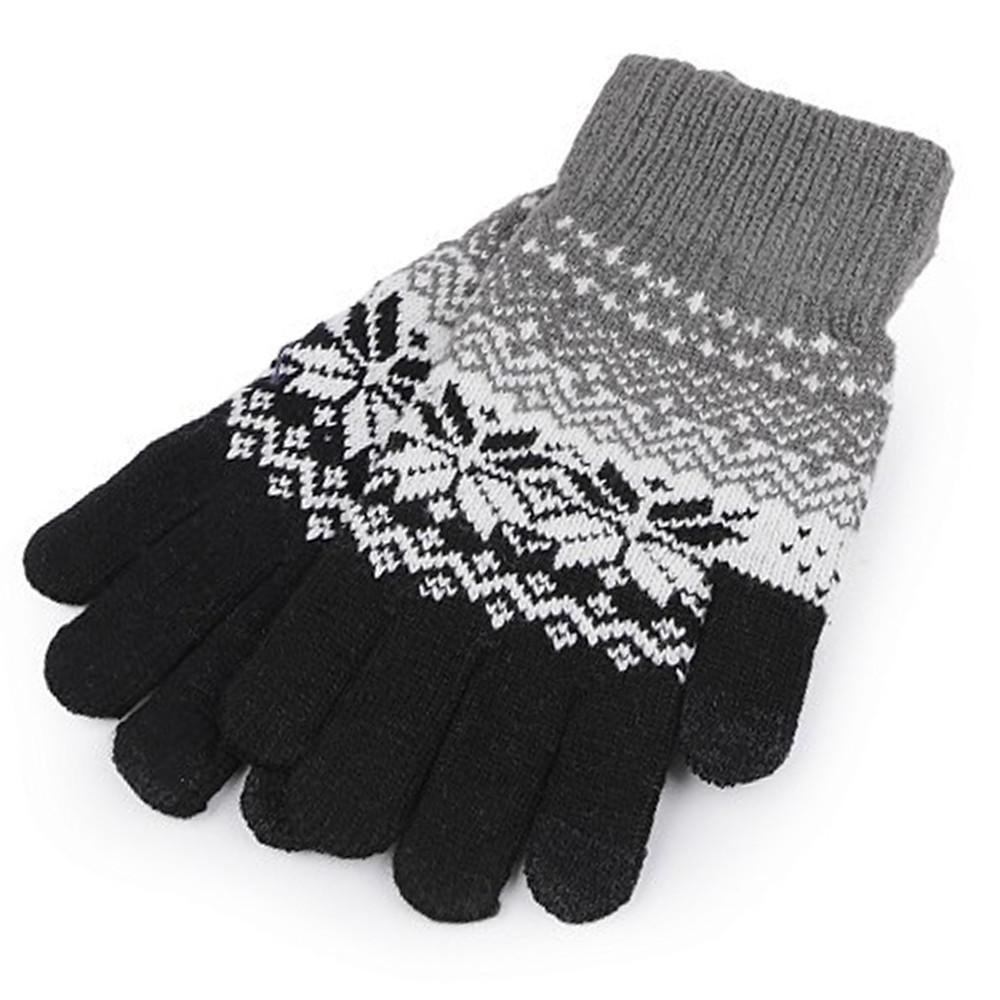 Strickhandschuhe /mädchen Norwegermuster Und Touchfunktion An Daumen Und Zeigefinger Damen Schwarz ONE SIZE von Diademita