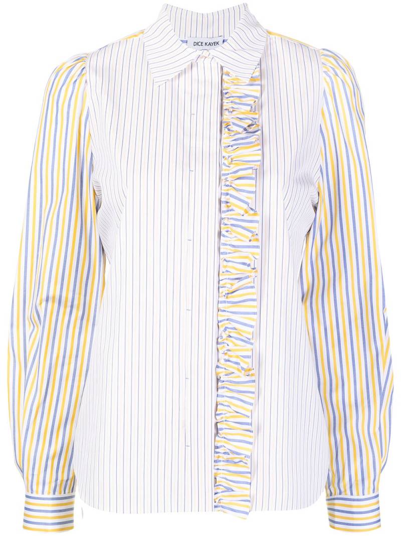 Dice Kayek ruffled stripe shirt - Yellow von Dice Kayek