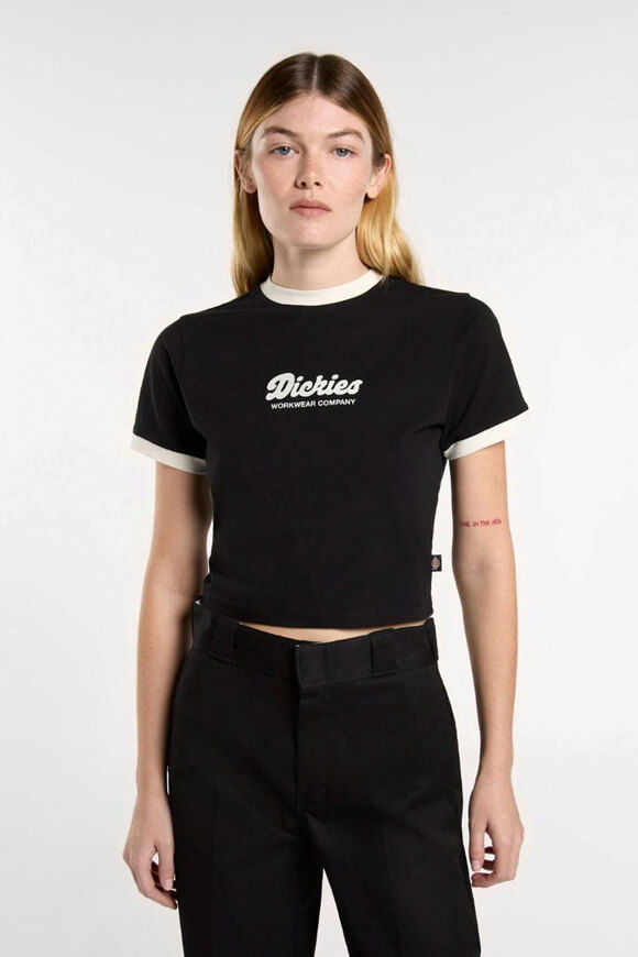 Dickies Ringer Lewistown Crop T-Shirt | Black | Damen  | L von Dickies