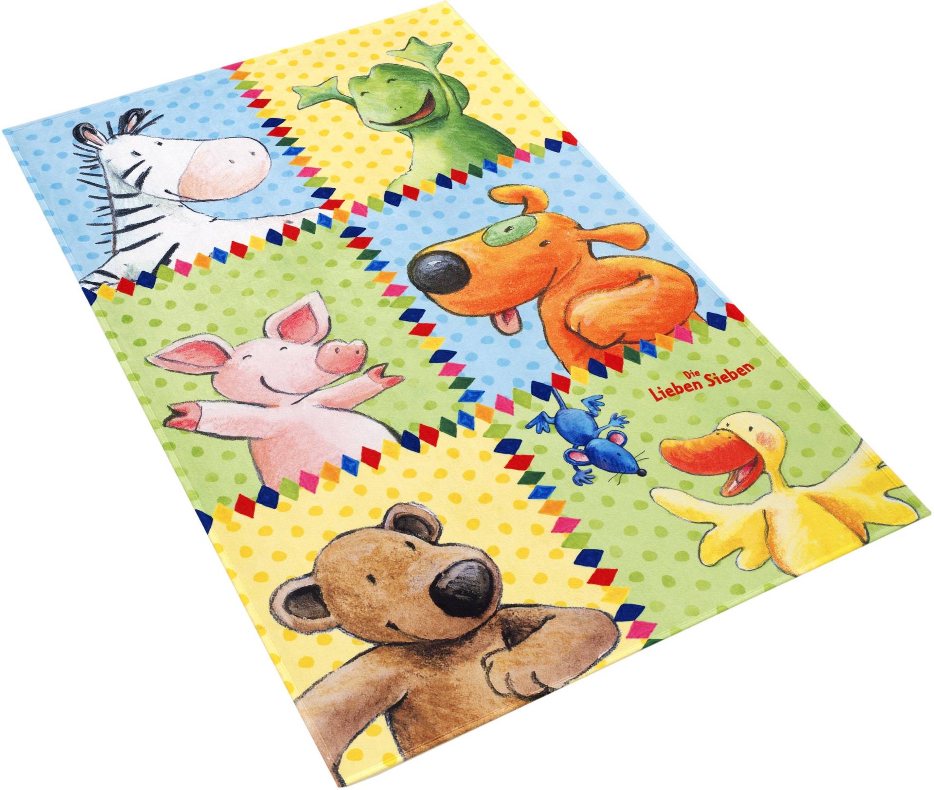 Die Lieben Sieben Kinderteppich »LS-213«, rechteckig, Stoff Druck, Patchwork Design, Motiv Tiere, weiche Microfaser von Die Lieben Sieben