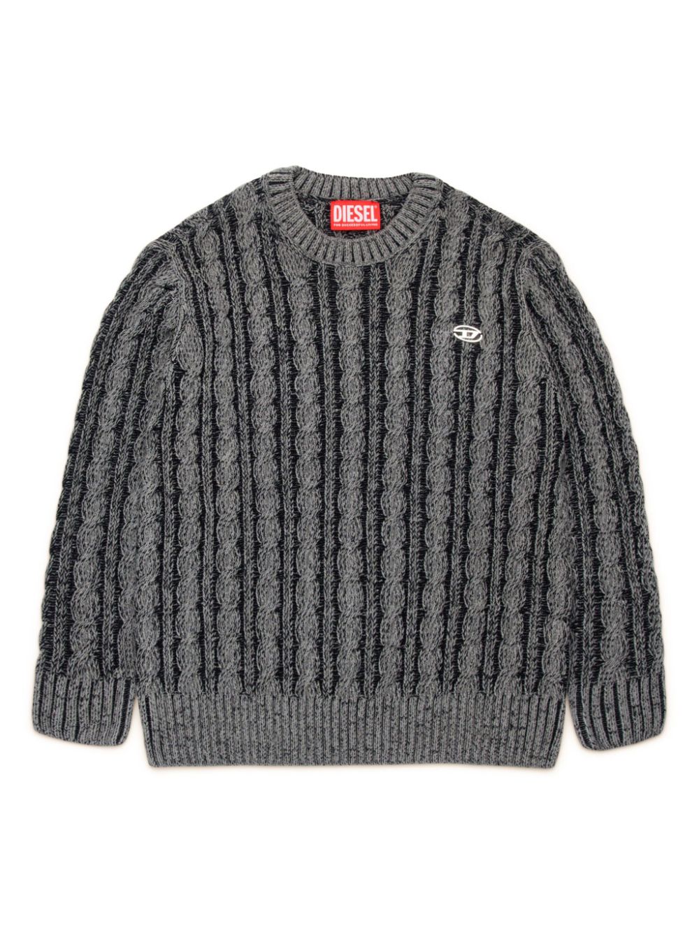 Diesel Kids Chenille-blend pullover with braids and ribbing - Grey von Diesel Kids