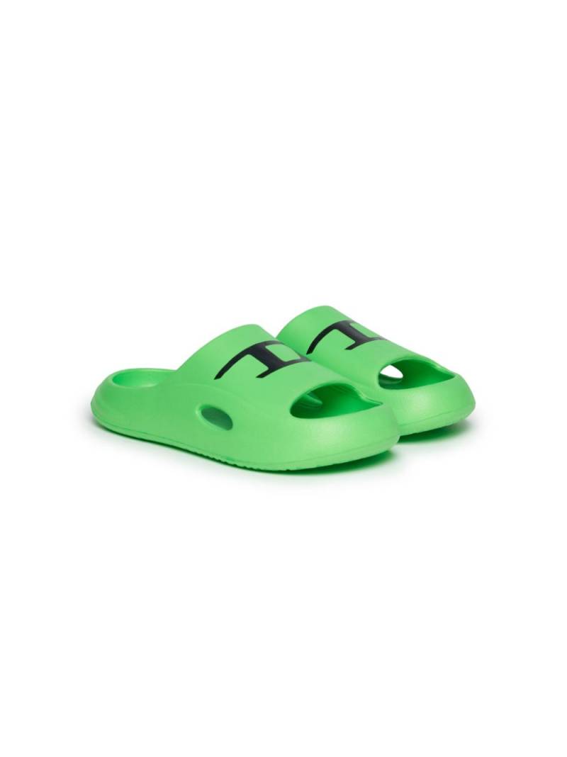 Diesel Kids Chunky logo-print slides - Green von Diesel Kids