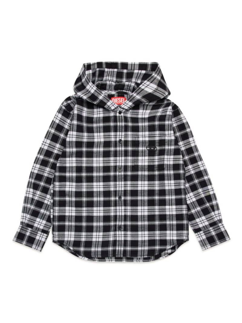 Diesel Kids Hooded checkered flannel shirt - Black von Diesel Kids