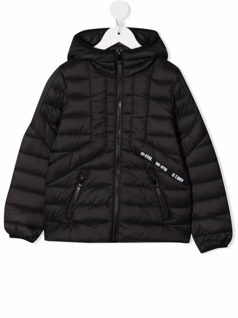 Diesel Kids Jdwain hooded puffer jacket - Black von Diesel Kids