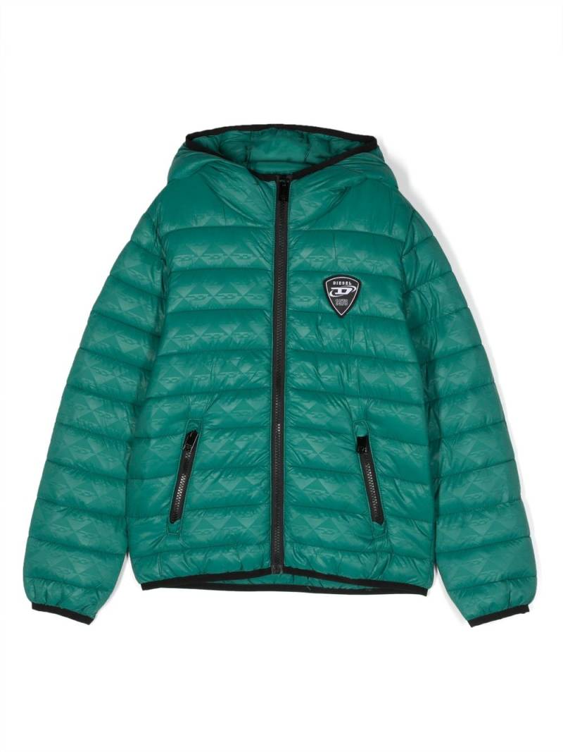 Diesel Kids Jkopu quilted hooded jacket - Green von Diesel Kids