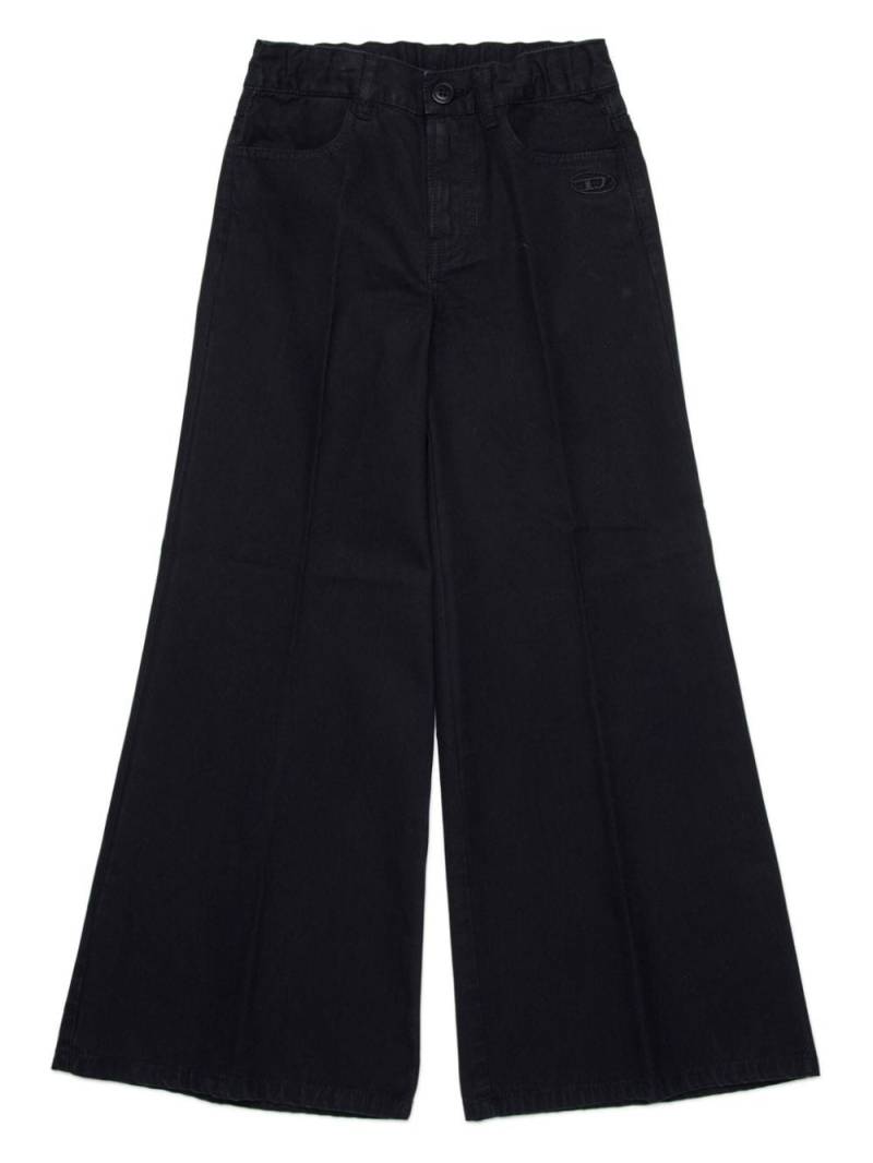 Diesel Kids Oval D-embroidered gabardine trousers - Black von Diesel Kids